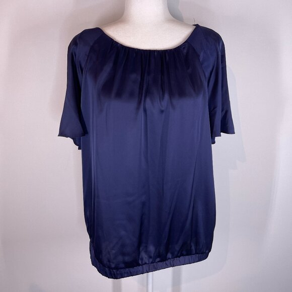 Alfani Navy & Black Blouse with Waist Band size Large - Picture 1 of 4